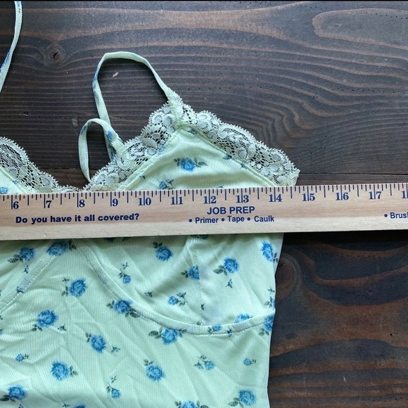 Wild Fable Slip Dress XS Light Green Blue Floral Y2K Fairy Strappy Lace Mini - Picture 7 of 9